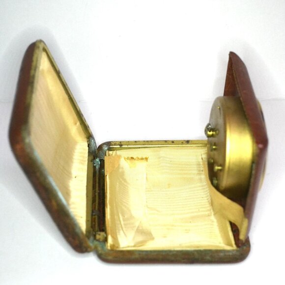 Vintage Gilbert Travel Alarm Clock In Folding Case 1940s Collectible Time Pieces - Picture 3 of 10
